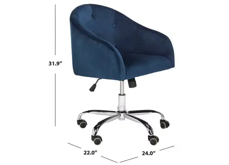 Chaise de bureau pivotante capitonnée - Réglable en hauteur bleu marine/chromé