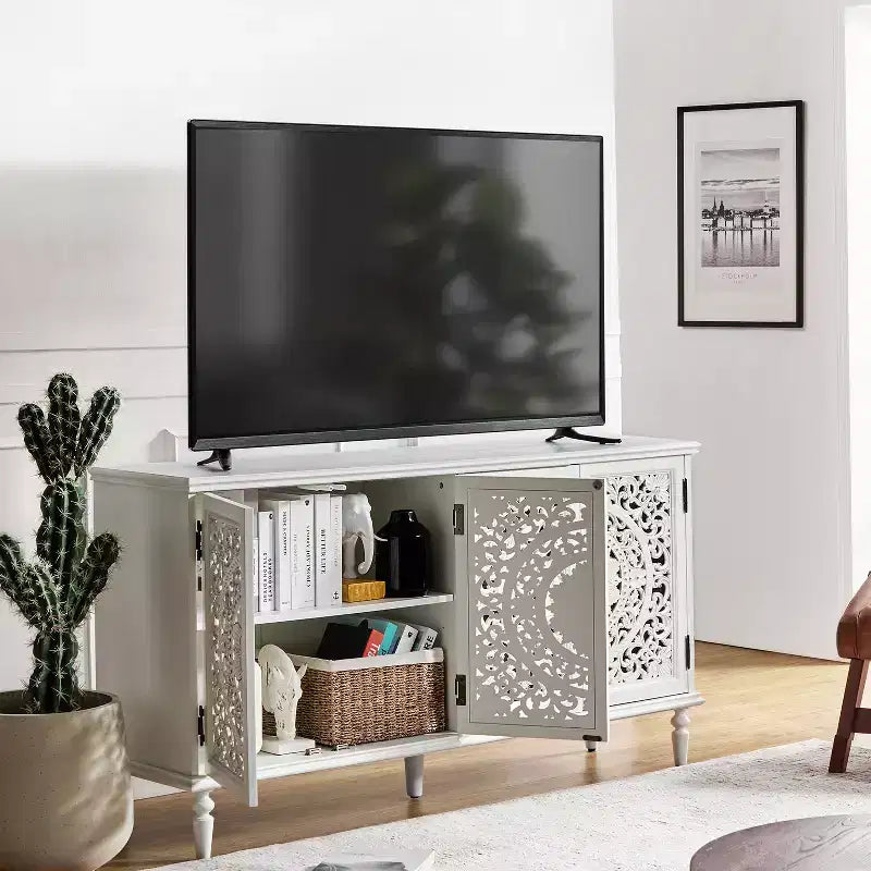 Enfilade de 160 cm avec pieds en bois massif et éclairage
