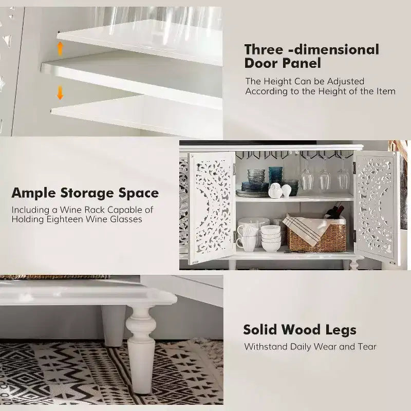 Enfilade de 160 cm avec pieds en bois massif et éclairage