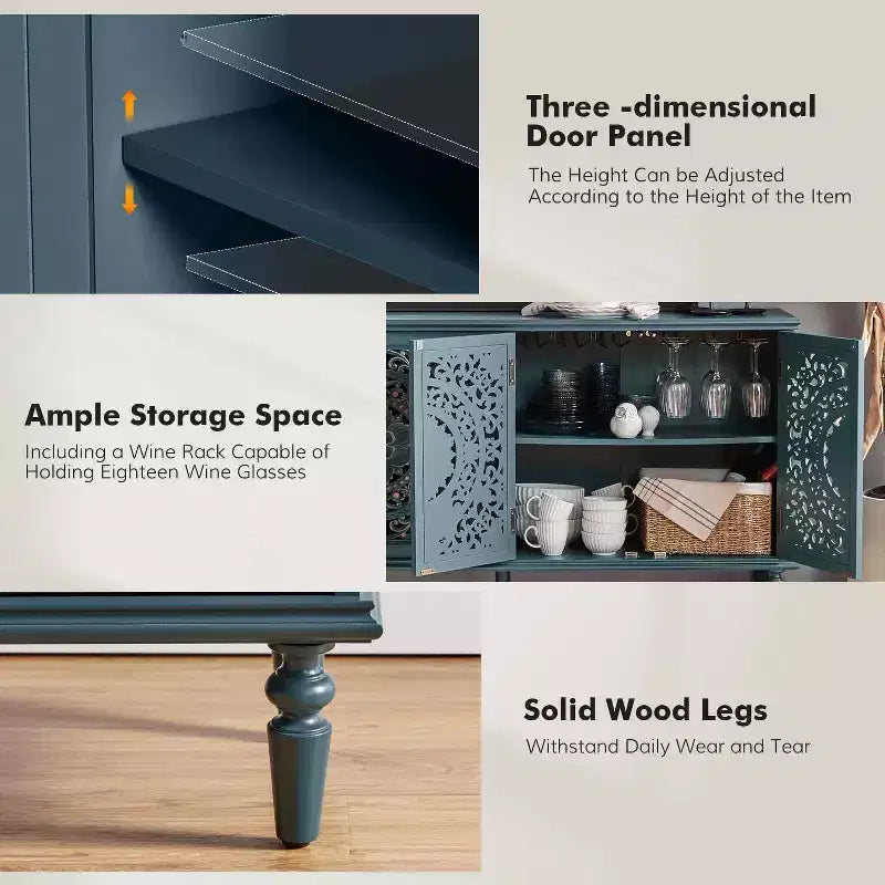 Enfilade de 160 cm avec pieds en bois massif et éclairage