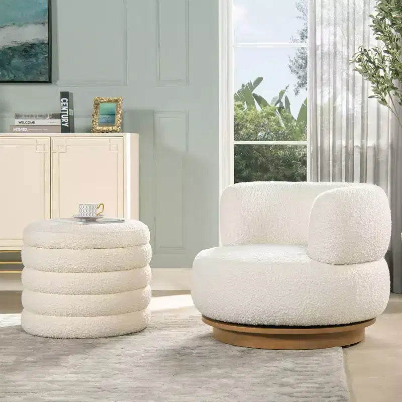 Pouf de rangement rond surdimensionné de 48 cm