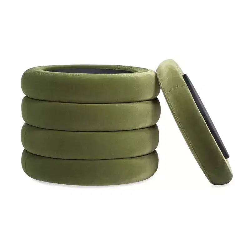 Pouf de rangement rond surdimensionné de 48 cm