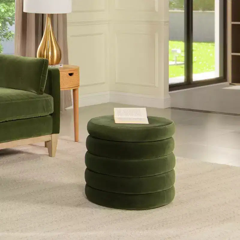 Pouf de rangement rond surdimensionné de 48 cm