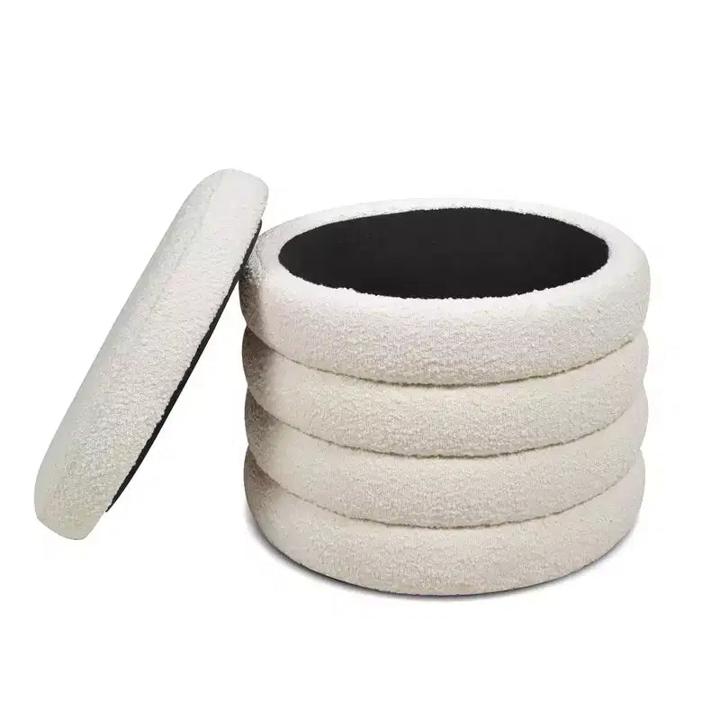 Pouf de rangement rond surdimensionné de 48 cm
