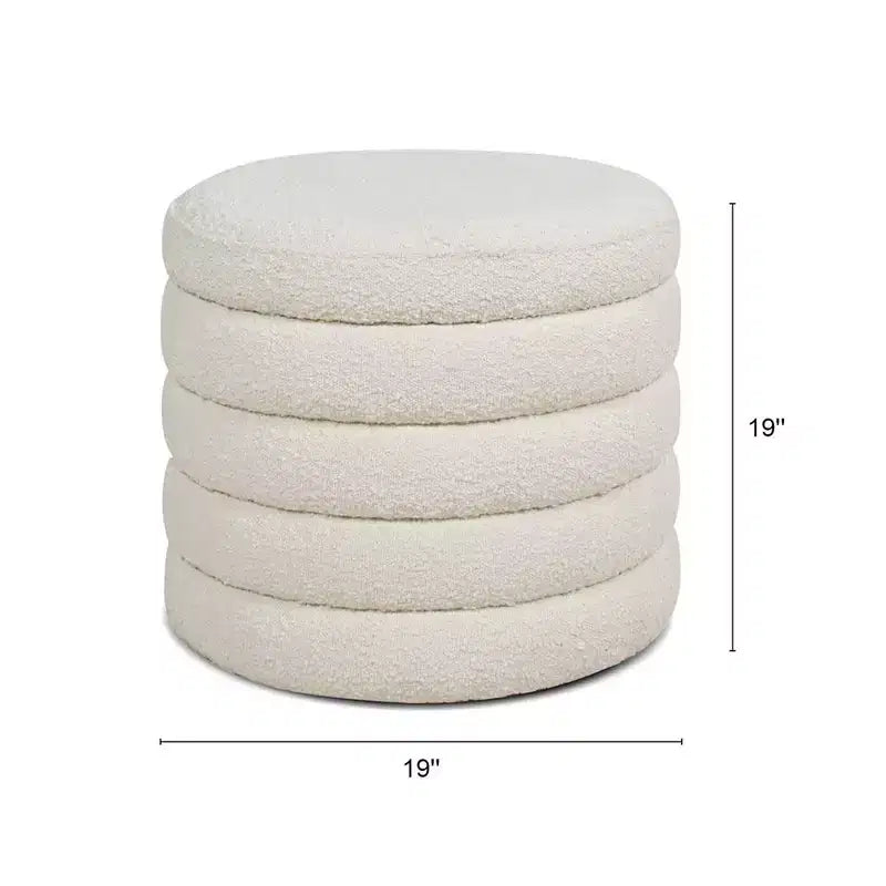 Pouf de rangement rond surdimensionné de 48 cm