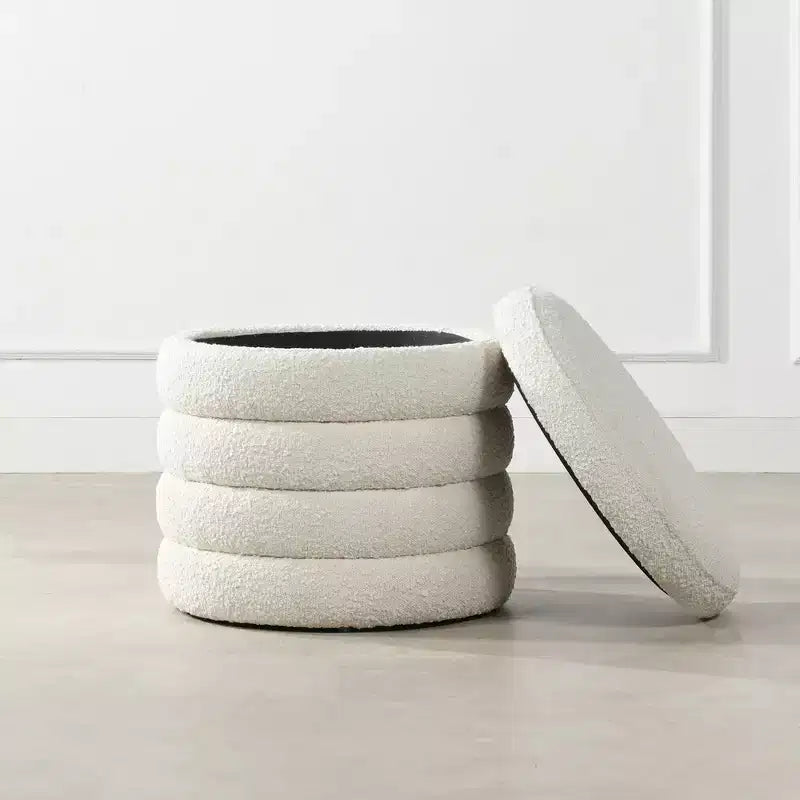 Pouf de rangement rond surdimensionné de 48 cm