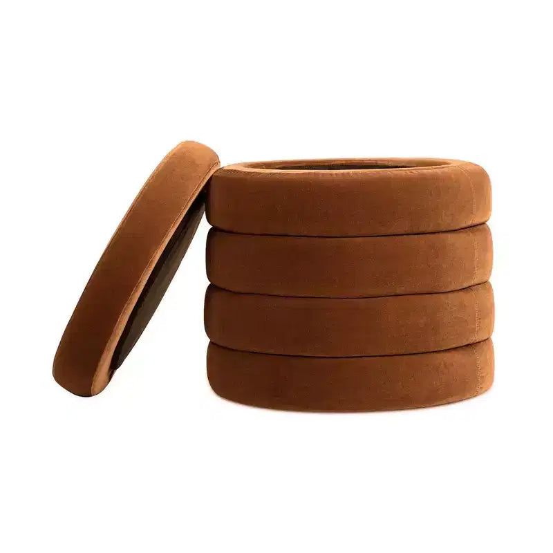 Pouf de rangement rond surdimensionné de 48 cm