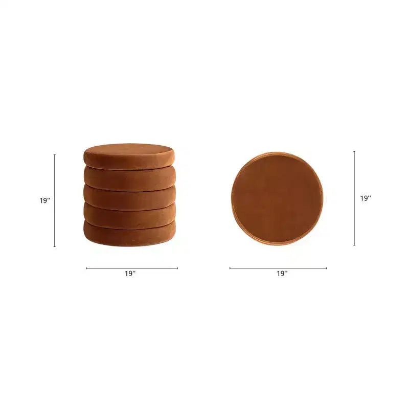 Pouf de rangement rond surdimensionné de 48 cm