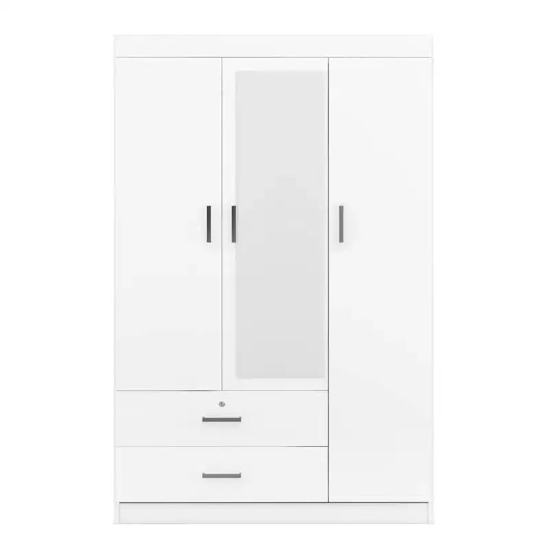 Armoire 3 portes avec étagères et 2 tiroirs, Garde-robe 4A