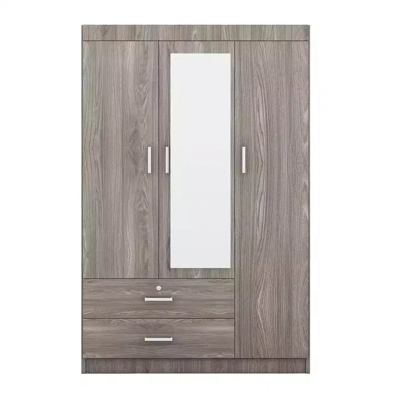 Armoire 3 portes avec étagères et 2 tiroirs, Garde-robe 4A