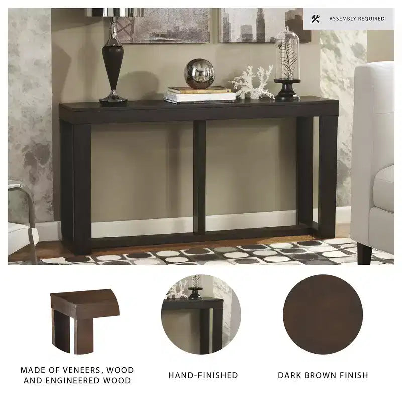 Table console/canapé contemporaine marron foncé