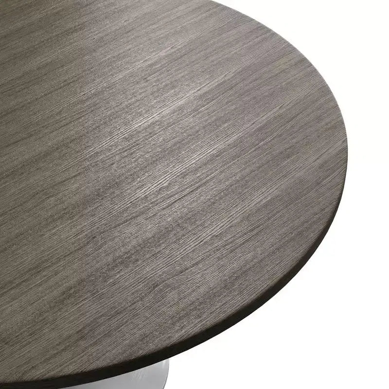Table Moderne Du Milieu Du Siècle Avec Un Plateau Rond De 48 Et Acier Blanc