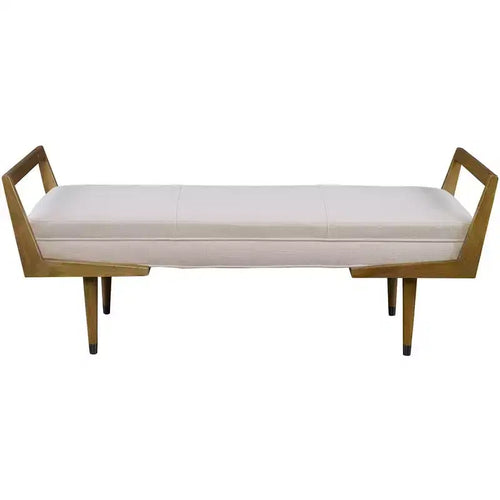 Uttermost Waylon 59 Wide Woven Beige Fabric Tufted Bench
