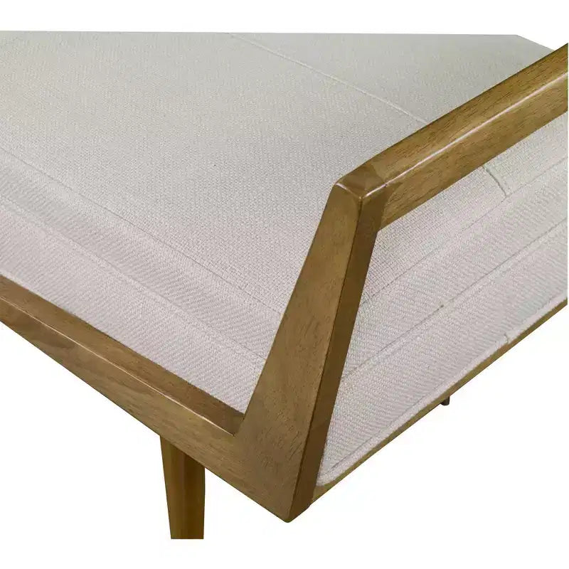 Banc capitonné en tissu tissé beige de 59 de large