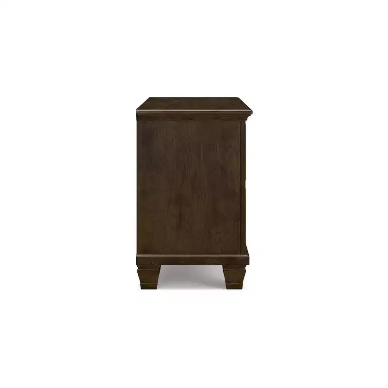 Table de chevet classique à 2 tiroirs pour chambre à coucher, marron foncé