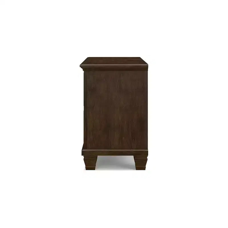 Table de chevet classique à 2 tiroirs pour chambre à coucher, marron foncé
