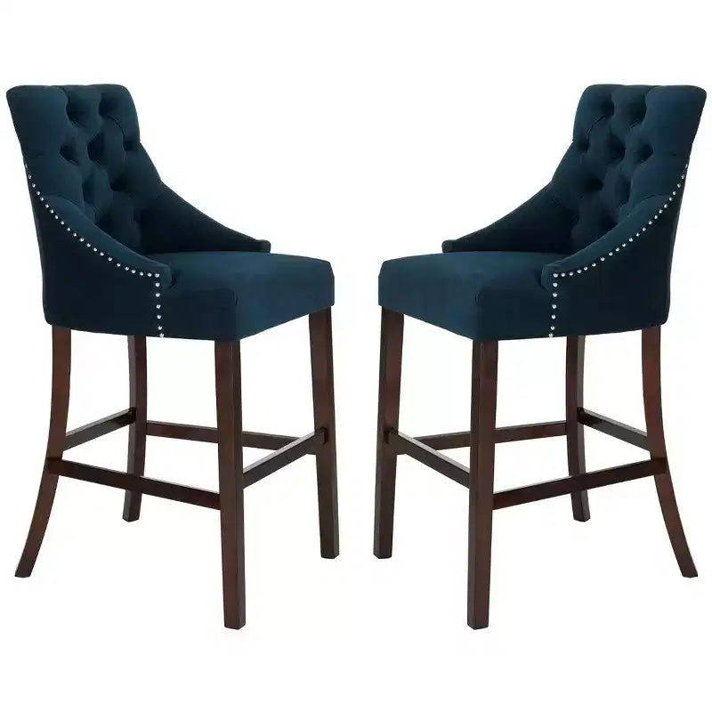 Tabouret de bar à dossier ailé capitonné