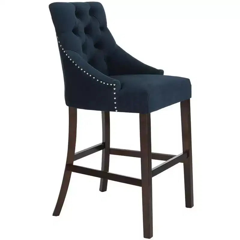 Tabouret de bar à dossier ailé capitonné