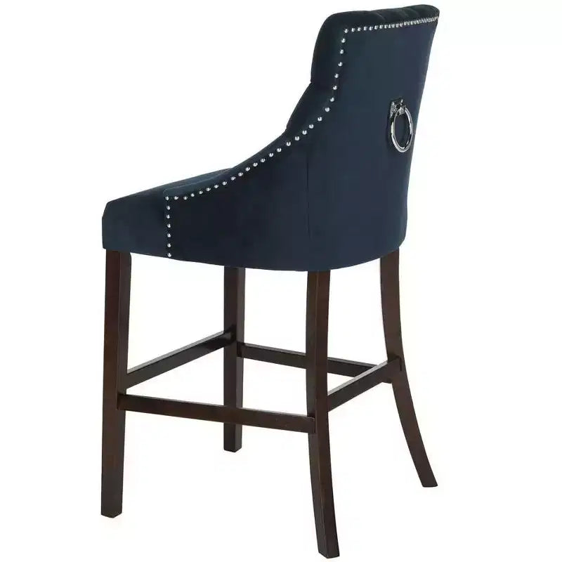 Tabouret de bar à dossier ailé capitonné