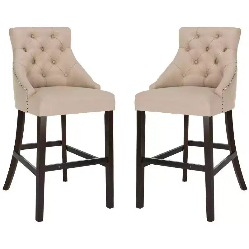 Tabouret de bar à dossier ailé capitonné