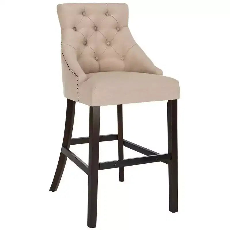 Tabouret de bar à dossier ailé capitonné