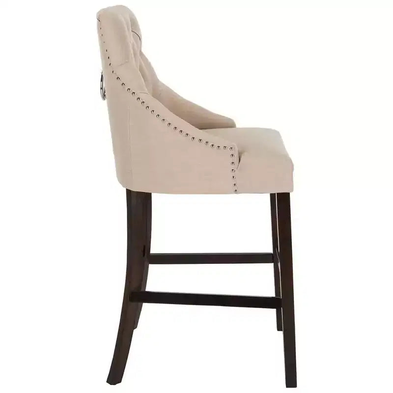 Tabouret de bar à dossier ailé capitonné