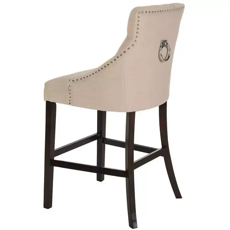 Tabouret de bar à dossier ailé capitonné