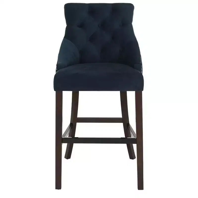 Tabouret de bar à dossier ailé capitonné